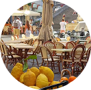 Coastal restaurant terrace
